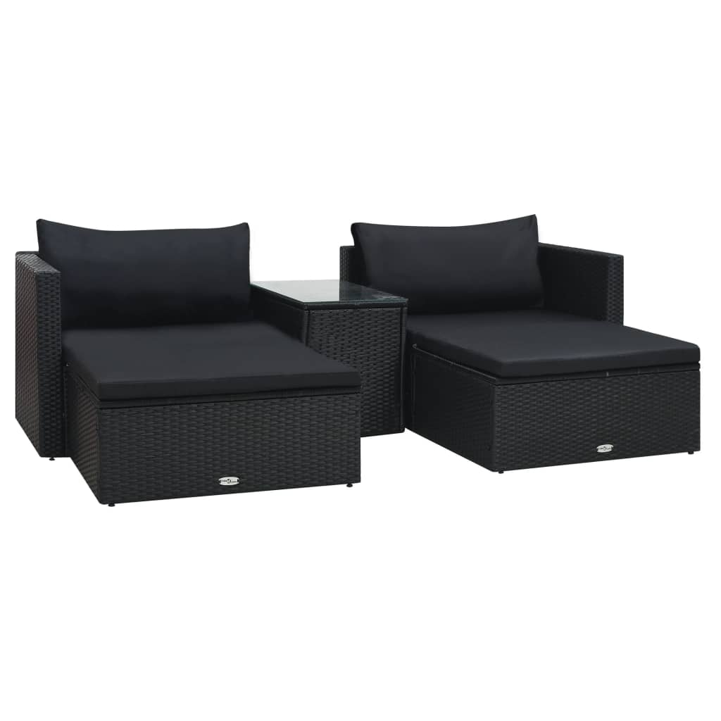 Juego de muebles de jardín 3 piezas con cojines PP blanco