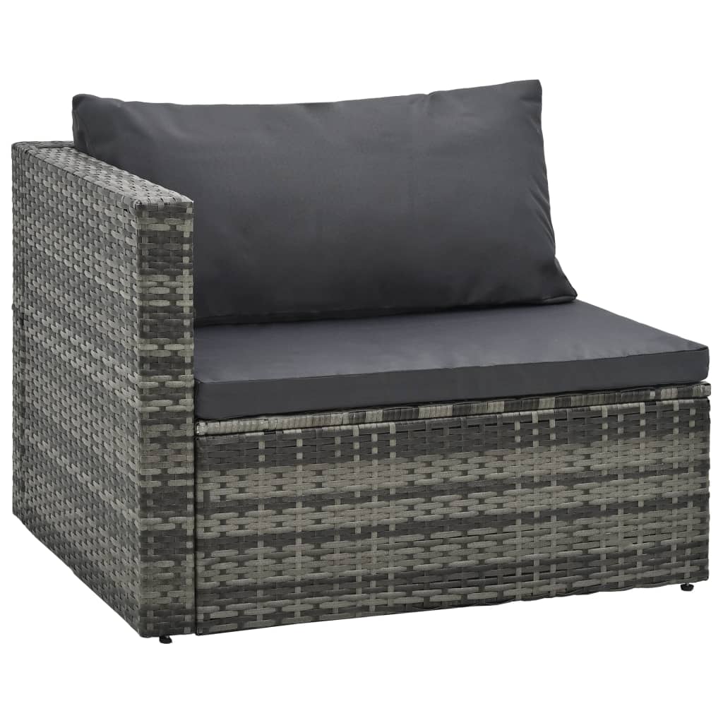 Set de muebles de jardín 5 pzas y cojines ratán sintético gris
