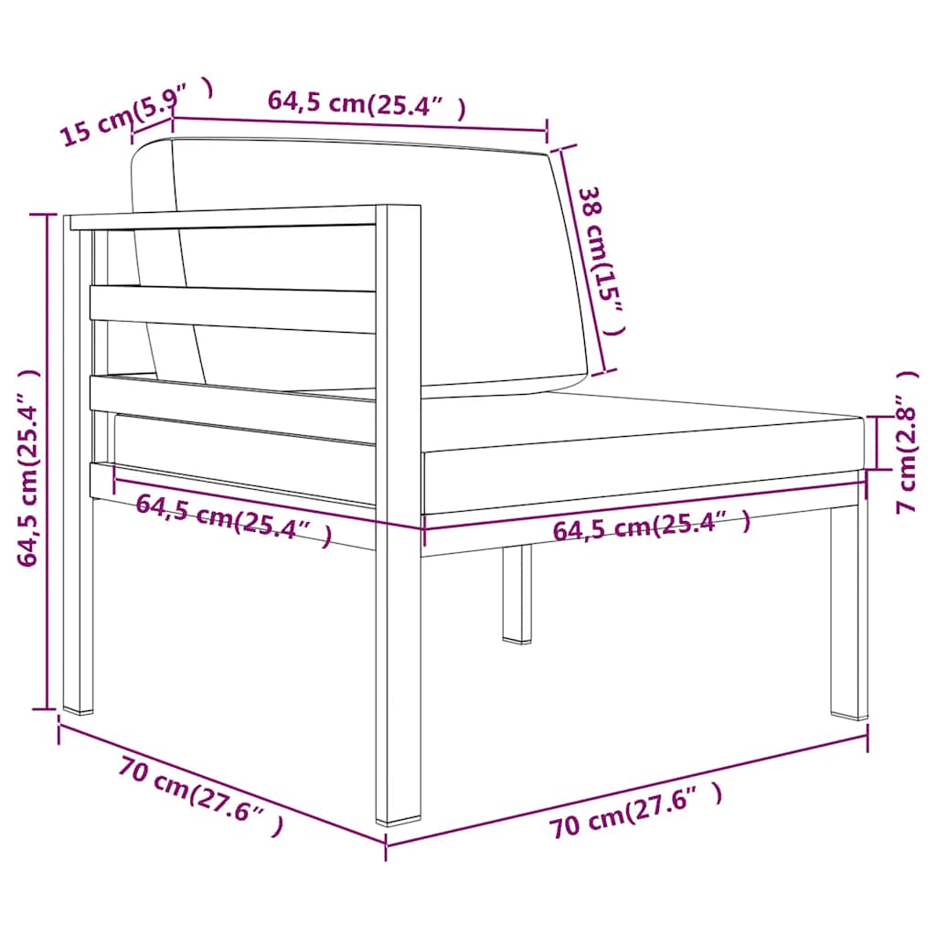 Sofá modular de esquina 1 ud con cojines aluminio antracita