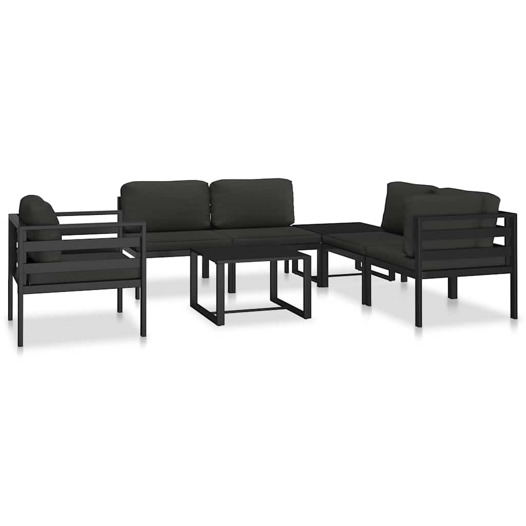 Sofá modular de esquina 1 ud con cojines aluminio antracita