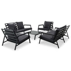 Muebles de jardín 5 pzas y cojines de aluminio gris oscuro