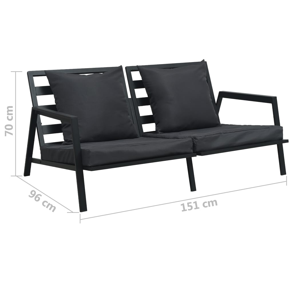 Muebles de jardín 5 pzas y cojines de aluminio gris oscuro