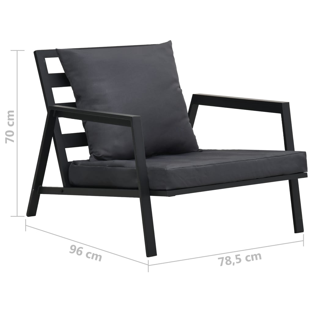 Muebles de jardín 5 pzas y cojines de aluminio gris oscuro