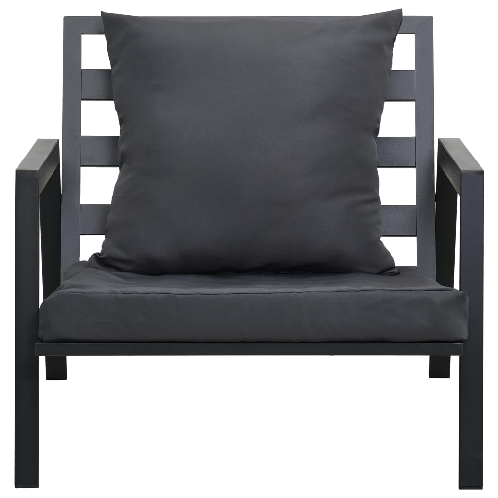 Muebles de jardín 5 pzas y cojines de aluminio gris oscuro