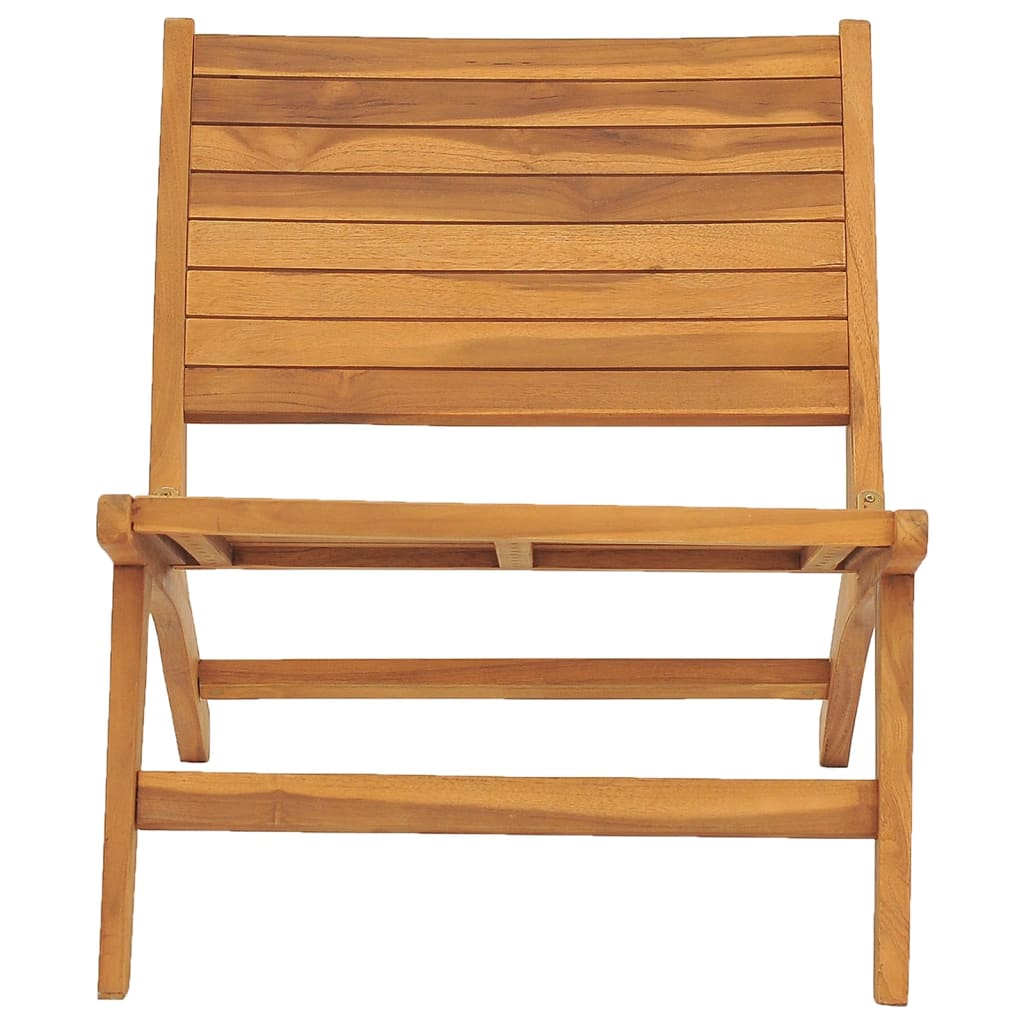 Silla de jardín con reposapiés de madera maciza de teca
