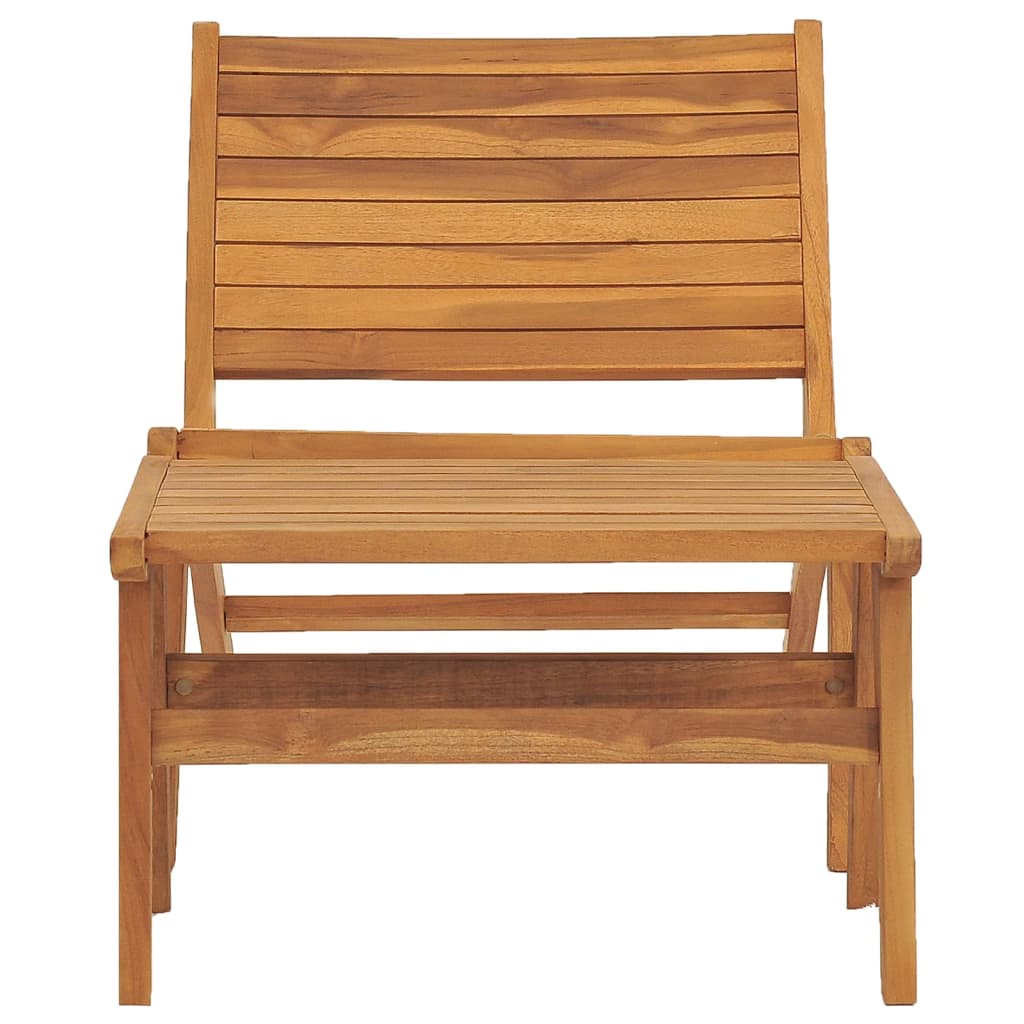Silla de jardín con reposapiés de madera maciza de teca