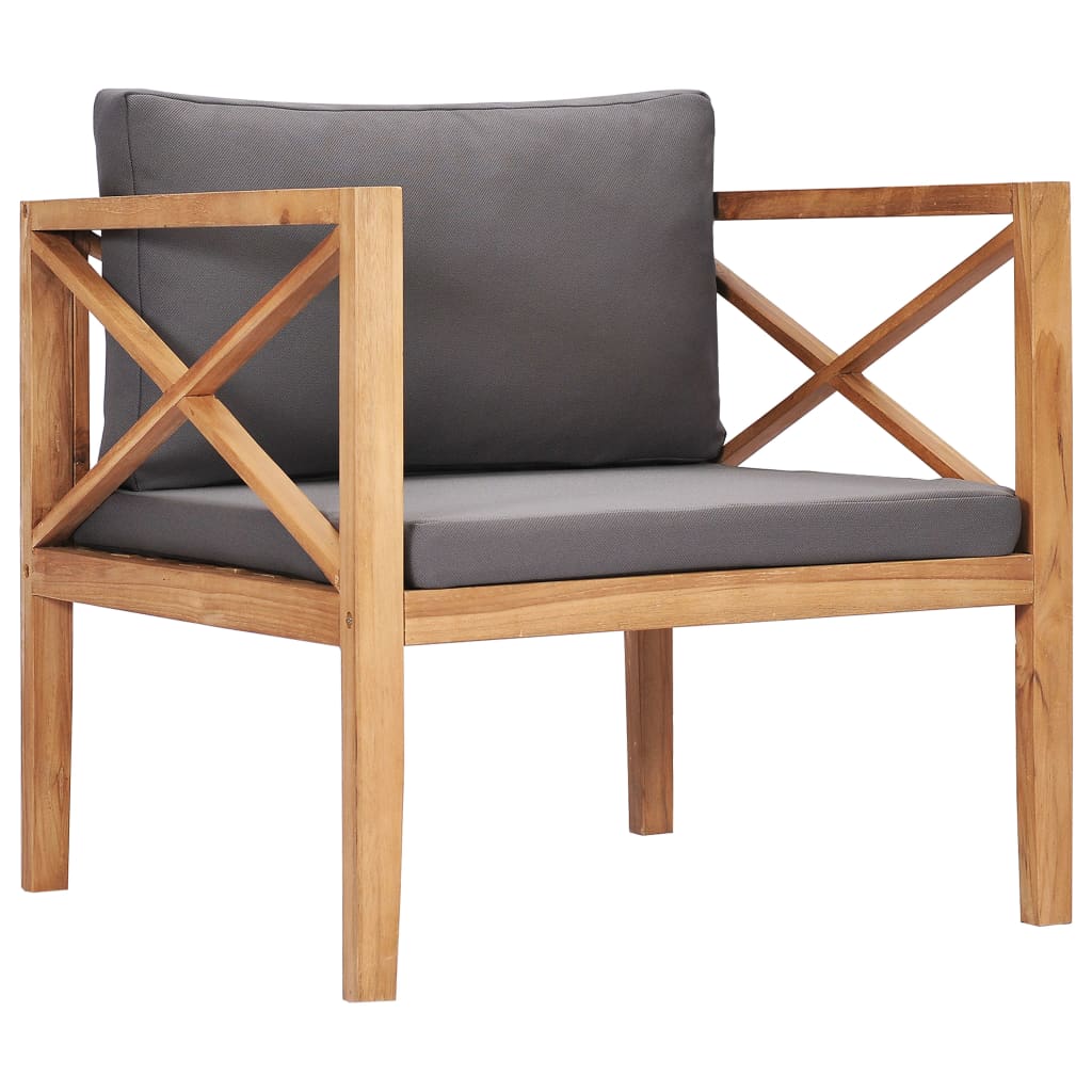 Silla de jardín de madera maciza teca con cojines color crema