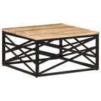 Mesa de centro de madera maciza de mango 68x68x35 cm