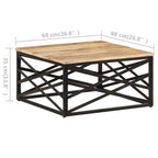 Mesa de centro de madera maciza de mango 68x68x35 cm