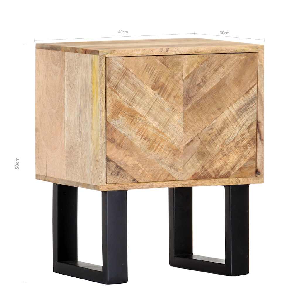 Mesita de noche de madera maciza de mango 40x30x50 cm