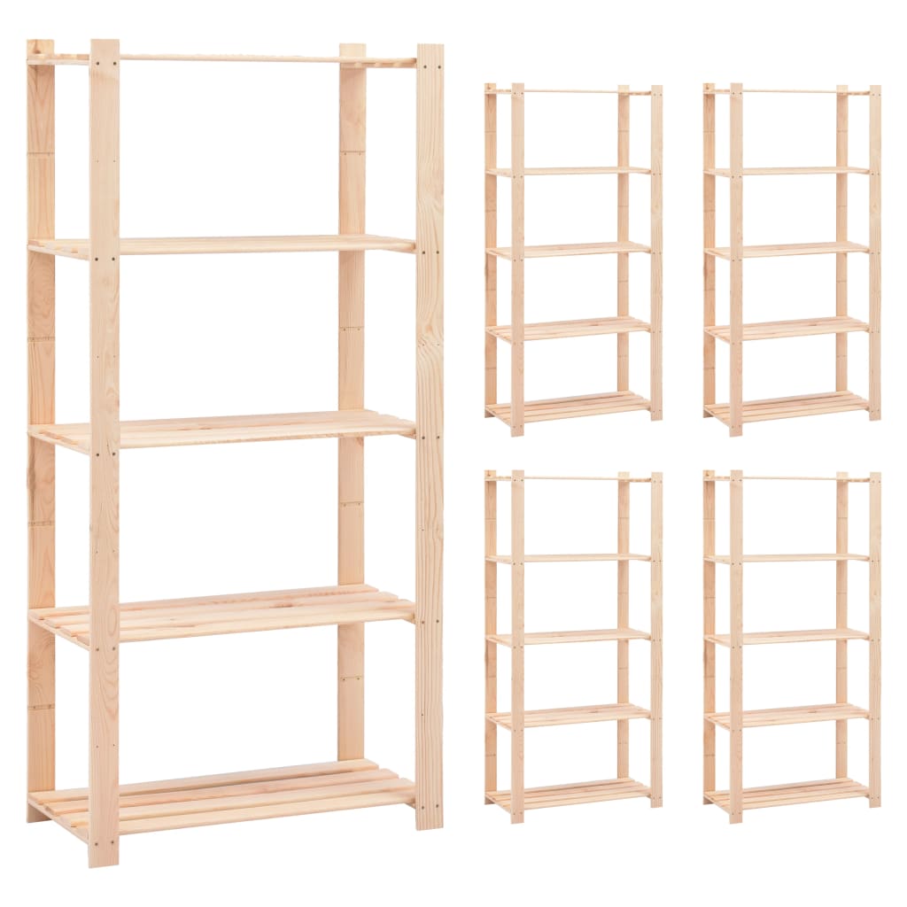 Estantería 5 niveles 3 unidades madera pino maciza 250 kg