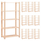 Estantería 5 niveles 10 unidades madera pino maciza 250 kg