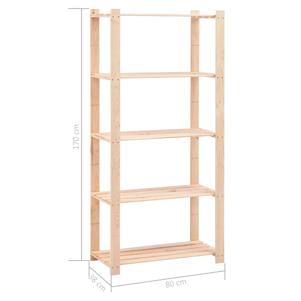 Estantería 5 niveles 10 unidades madera pino maciza 250 kg