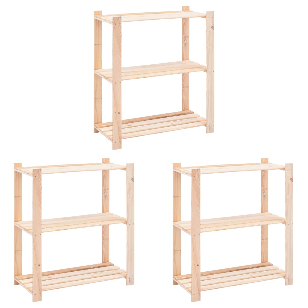 3-tier shelving unit 10 units solid pine wood 150 kg