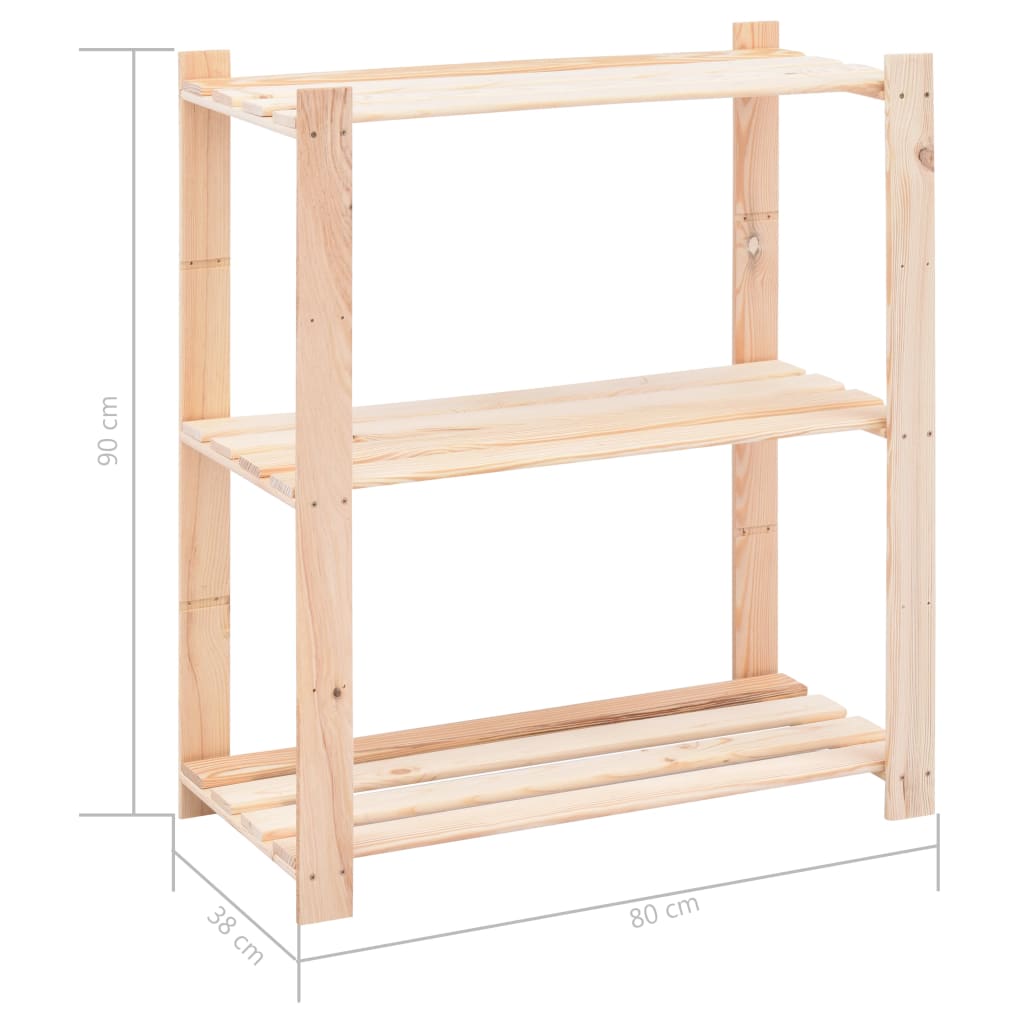 Estantería 5 niveles 3 unidades madera pino maciza 150 kg
