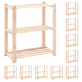 Estantería 3 niveles 10 unidades madera pino maciza 150 kg