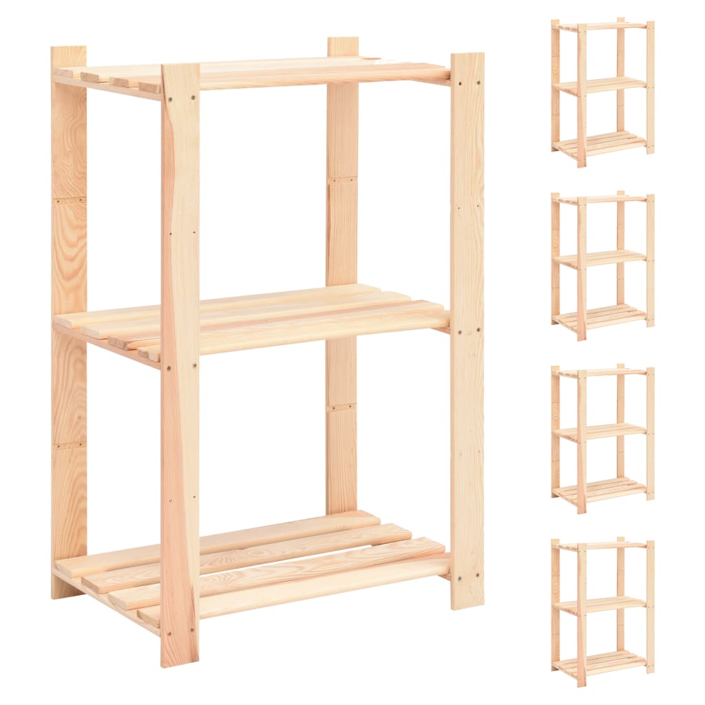 3-tier shelving unit 10 units solid pine wood 150 kg