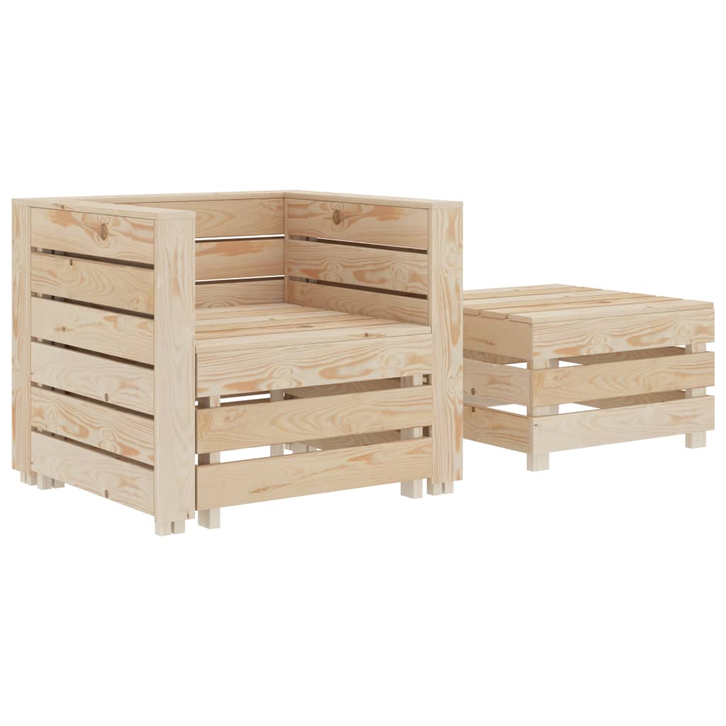 Juego de muebles de jardín de palés 2 piezas madera