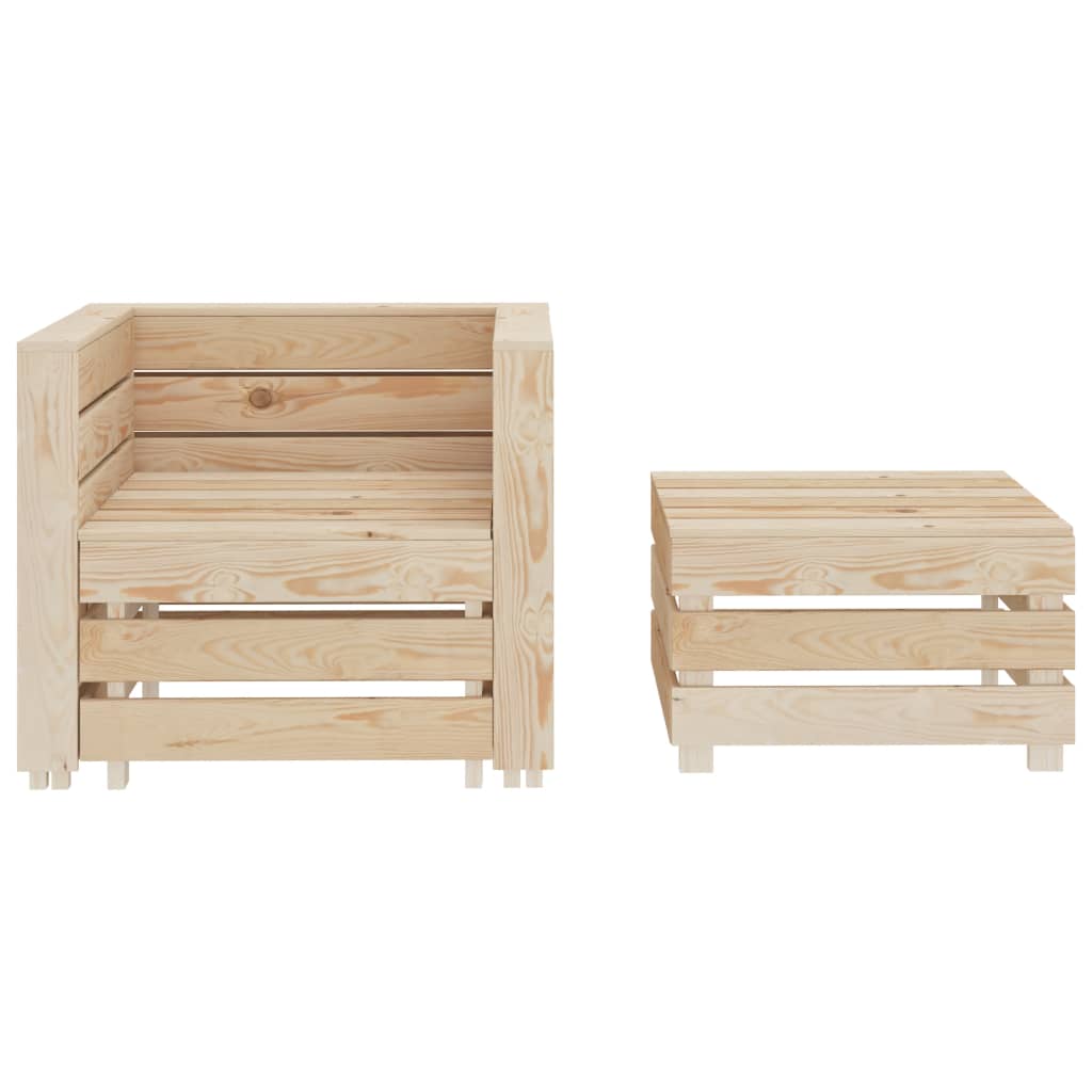 Juego de muebles de jardín de palés 2 piezas madera