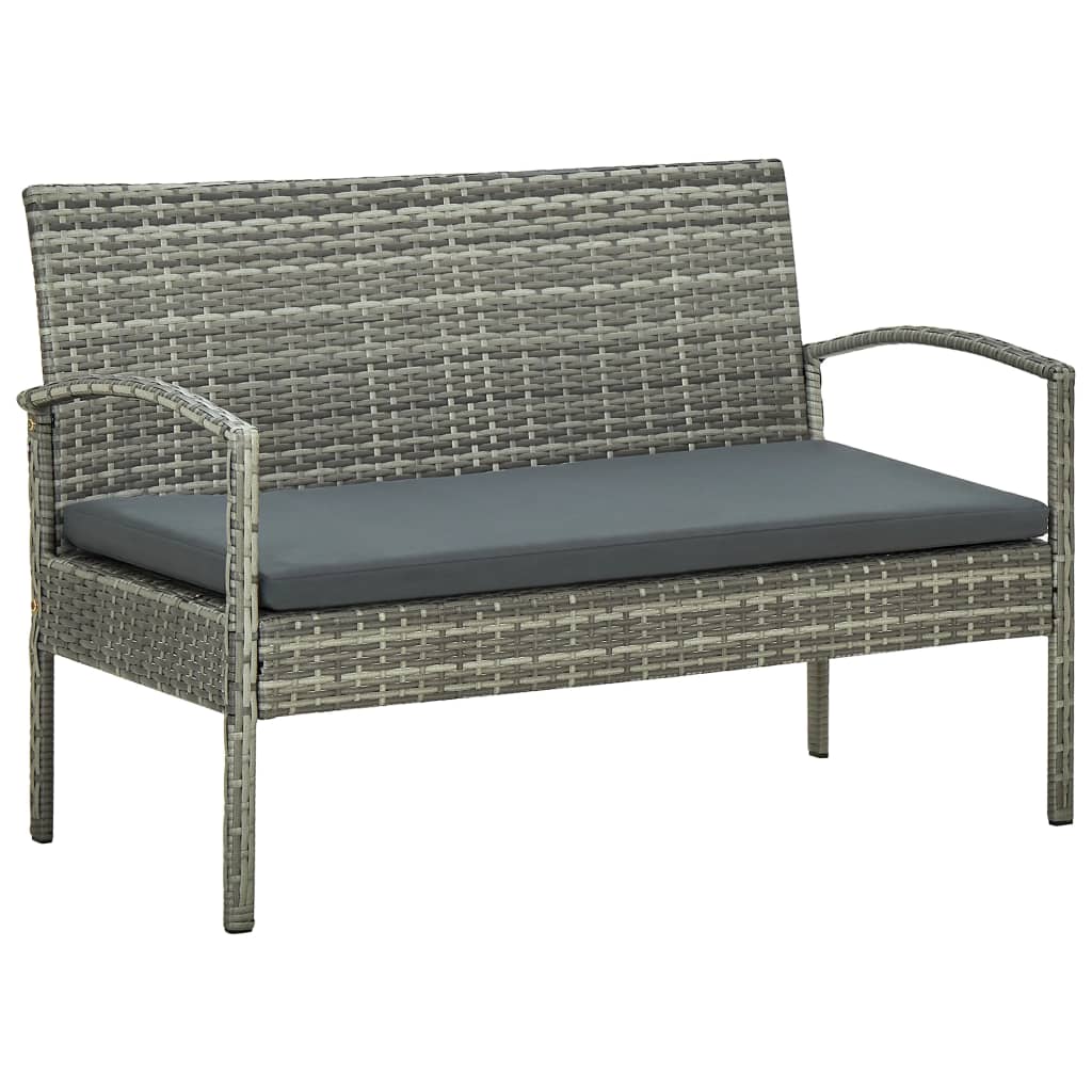 Set de muebles de jardín 4 pzas y cojines ratán sintético gris