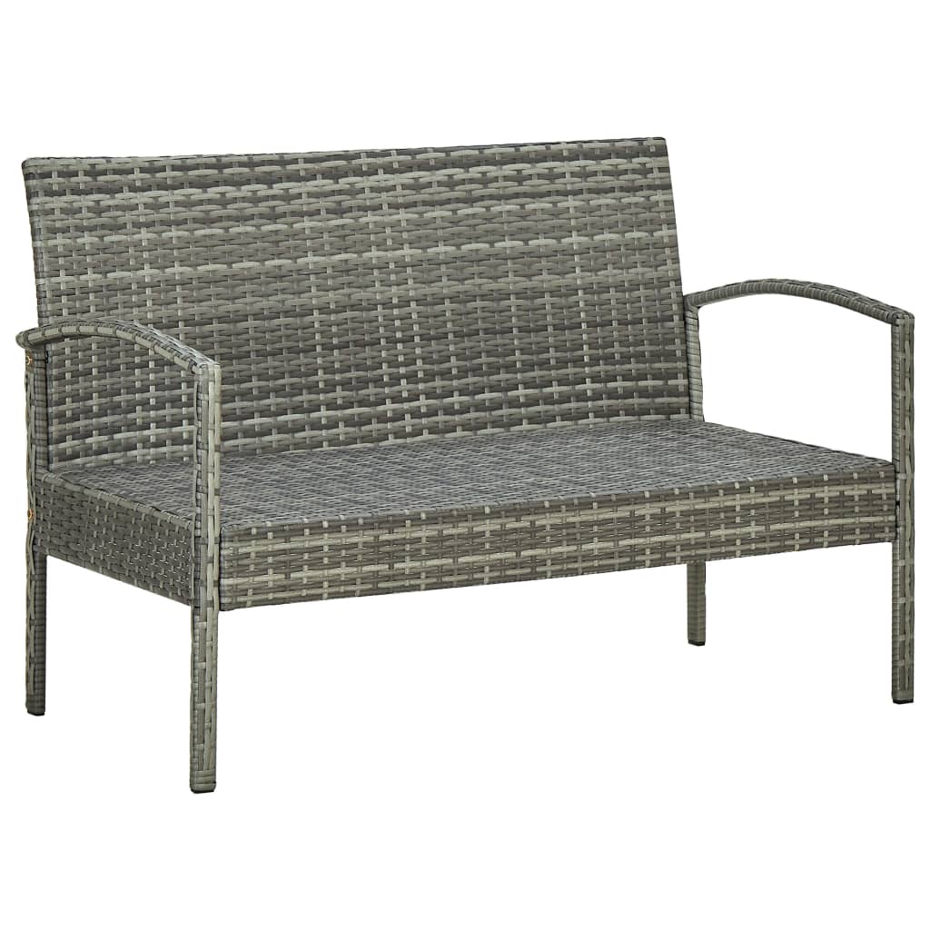 Set de muebles de jardín 4 pzas y cojines ratán sintético gris