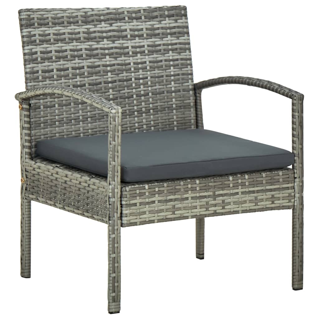 Set de muebles de jardín 4 pzas y cojines ratán sintético gris