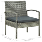 Set de muebles de jardín 4 pzas y cojines ratán sintético gris