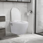 White ceramic rimless wall-hung toilet with bidet function