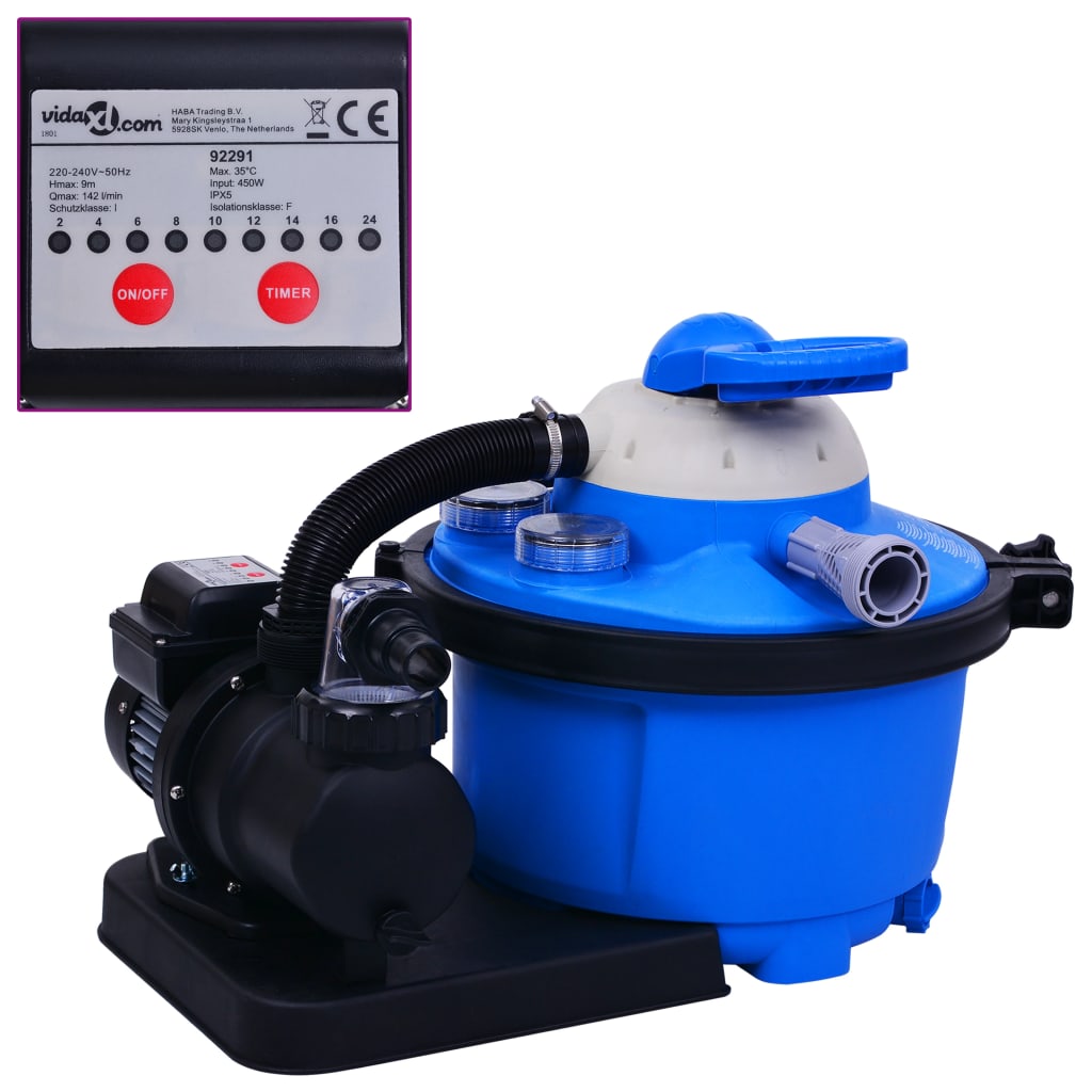 Bomba filtro arena azul y negra 385x620x432 mm 200 W 25 L