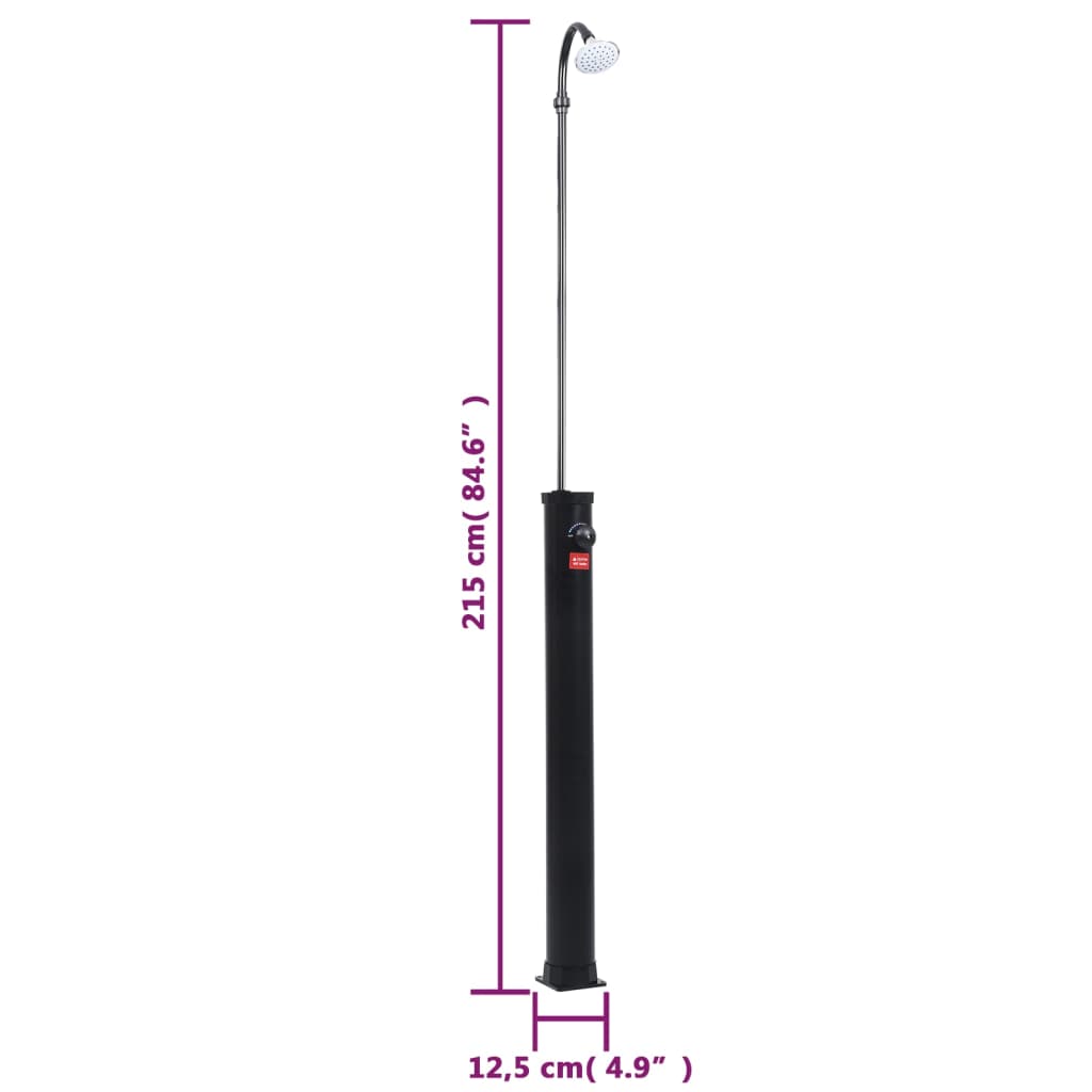 Ducha solar de jardín negro 215 cm 8 L