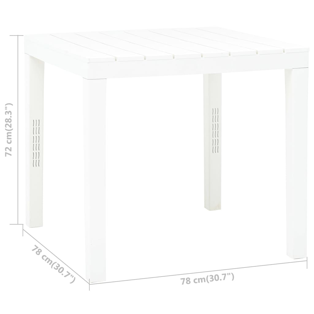 Mesa de jardín de plástico blanco 78x78x72 cm