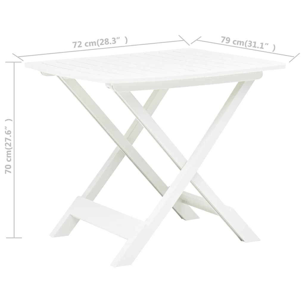 White plastic folding garden table 79x72x70 cm