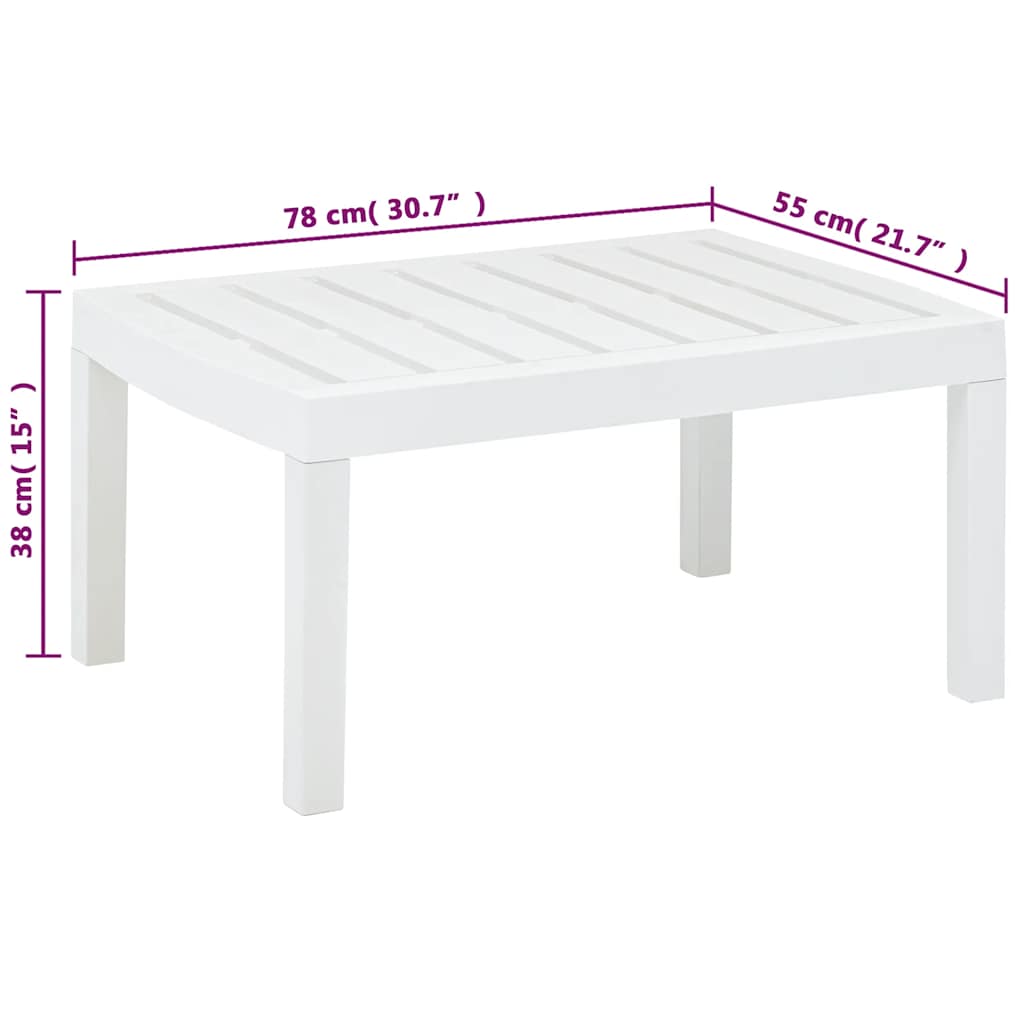 Mesa de jardín de plástico blanco 78x55x38 cm