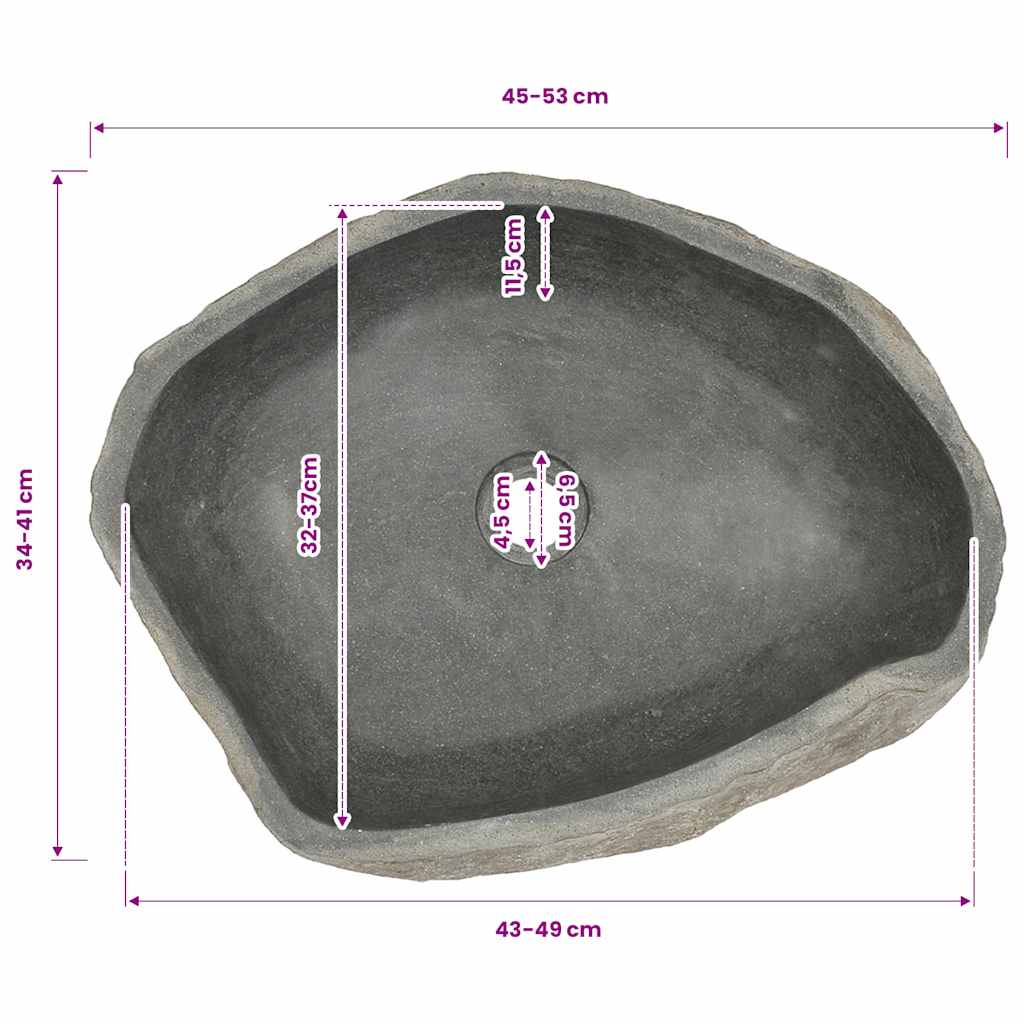 Lavabo ovalado piedra de río (45-53)x(34-41) cm