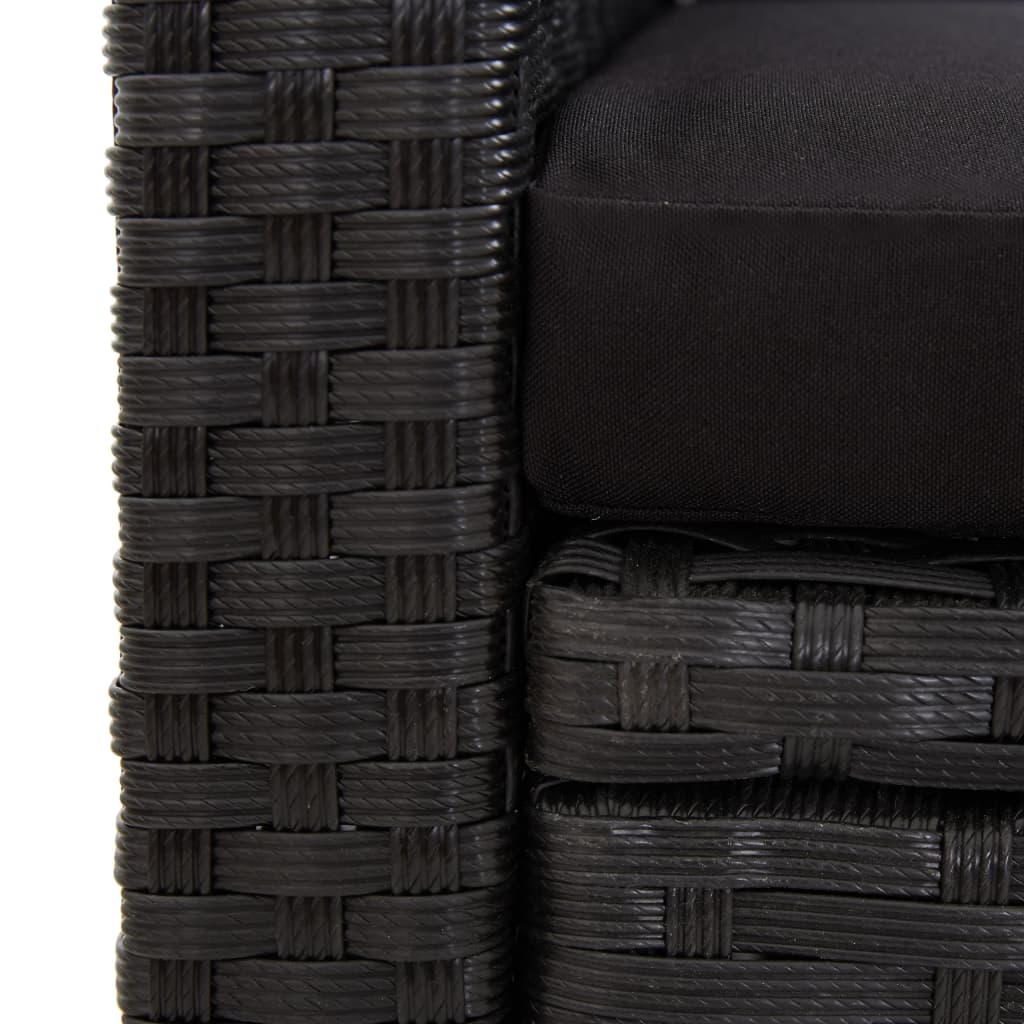 Set muebles de jardín 6 piezas y cojines ratán sintético negro