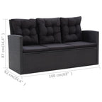 Set muebles de jardín 6 piezas y cojines ratán sintético negro