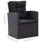 Set muebles de jardín 6 piezas y cojines ratán sintético negro