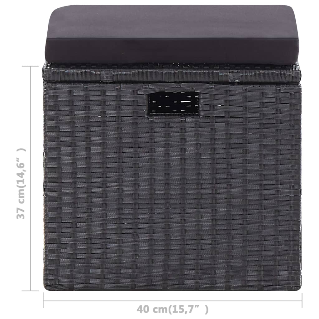 Set muebles de jardín 6 piezas y cojines ratán sintético negro