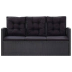 Set muebles de jardín 6 piezas y cojines ratán sintético negro