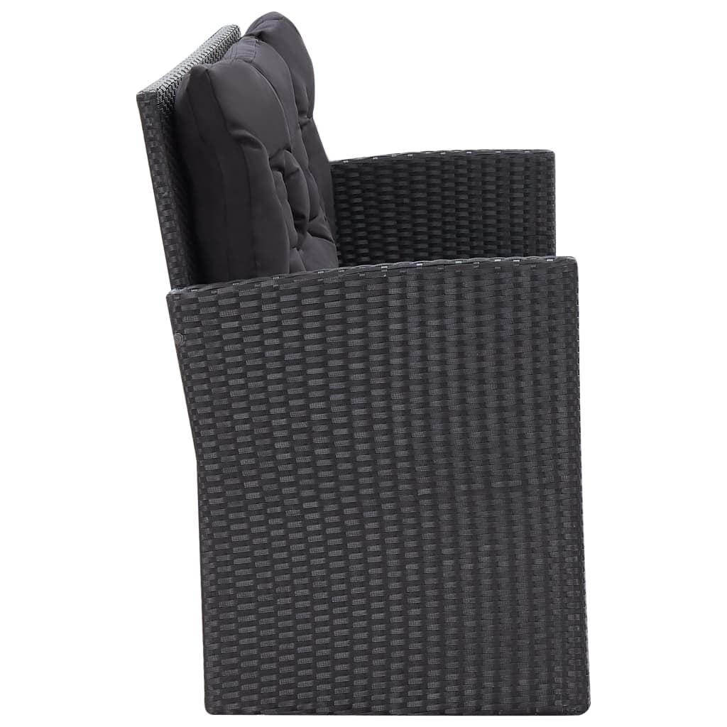 Set muebles de jardín 6 piezas y cojines ratán sintético negro
