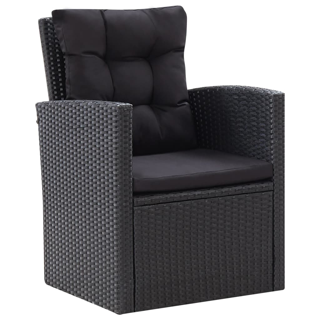 Set muebles de jardín 6 piezas y cojines ratán sintético negro