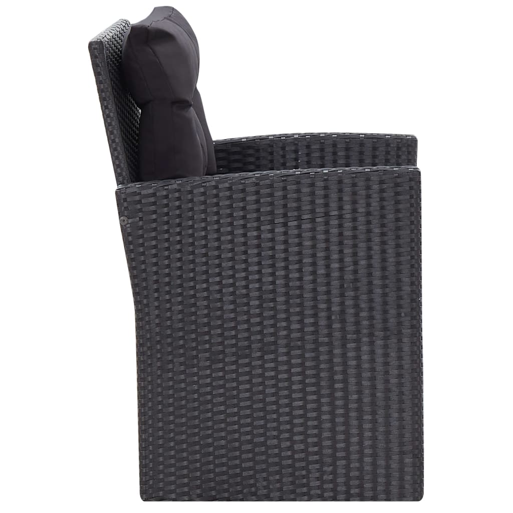 Set muebles de jardín 6 piezas y cojines ratán sintético negro
