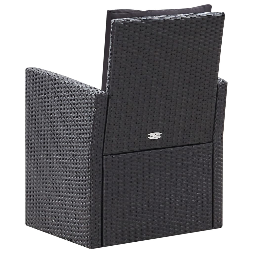Set muebles de jardín 6 piezas y cojines ratán sintético negro