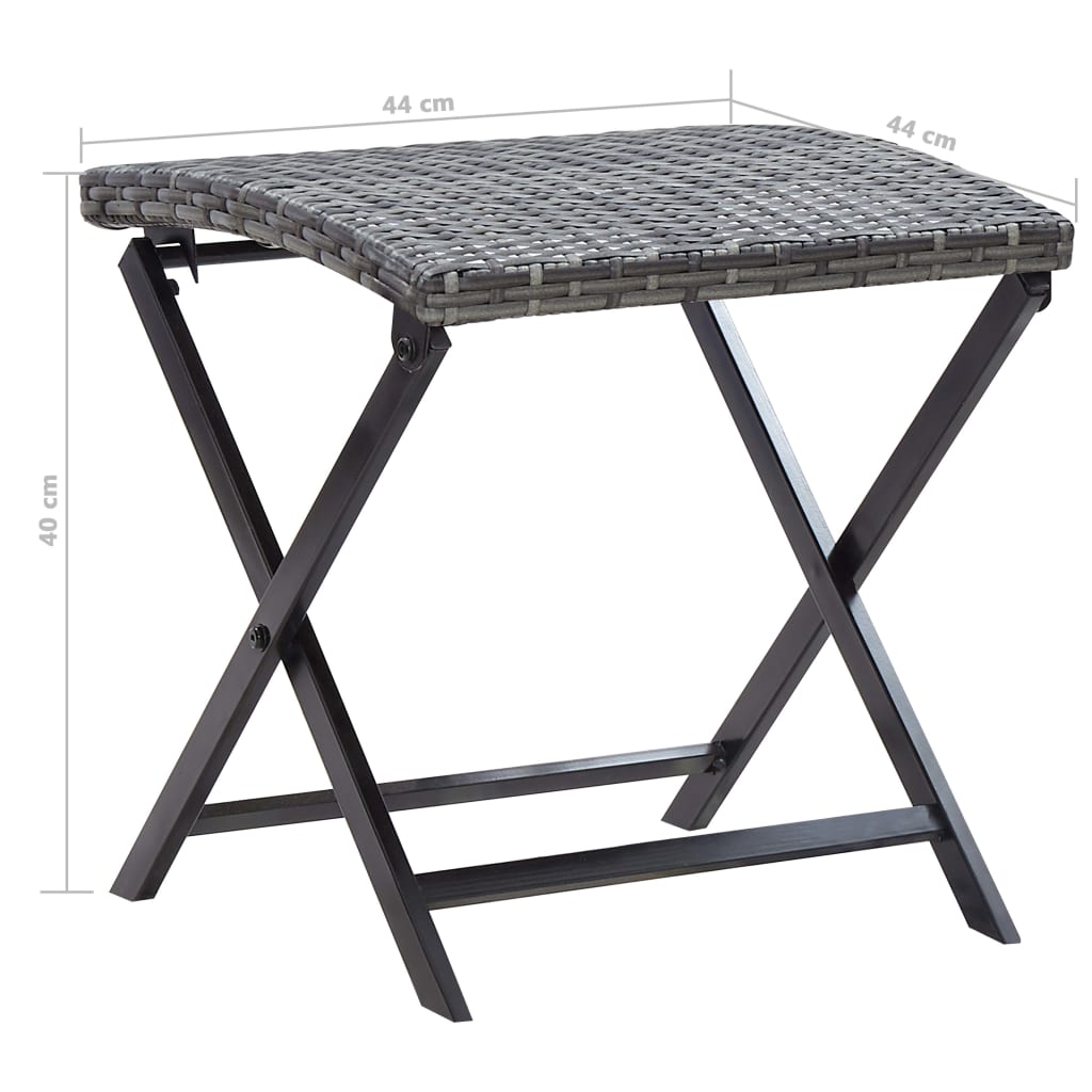 Taburete plegable ratán sintético gris