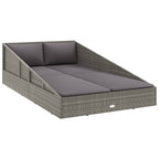 Tumbona cama de jardín ratán sintético gris 110x200 cm
