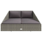 Tumbona cama de jardín ratán sintético gris 110x200 cm