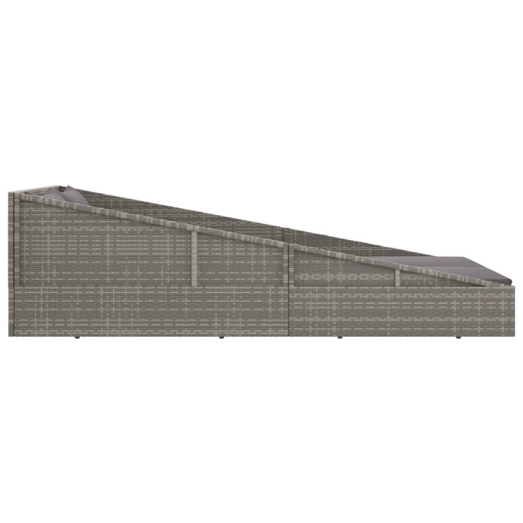 Tumbona cama de jardín ratán sintético gris 110x200 cm