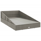 Tumbona cama de jardín ratán sintético gris 110x200 cm