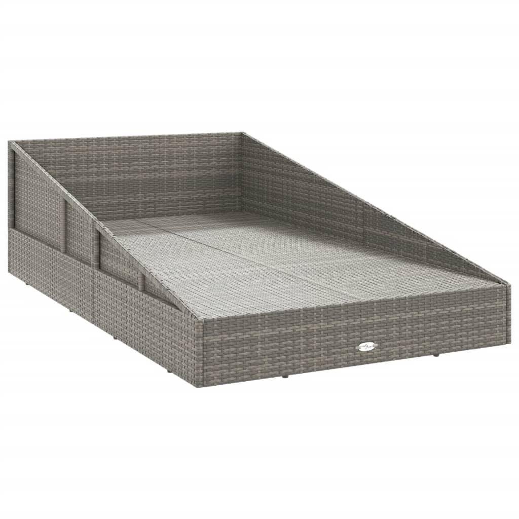 Tumbona cama de jardín ratán sintético gris 110x200 cm