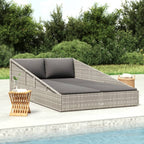 Tumbona cama de jardín ratán sintético gris 110x200 cm